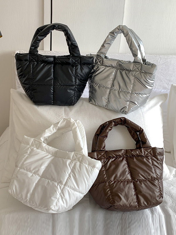 Solid Color Split-Joint C Handbags Tote Bags