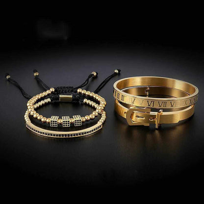 Stainless Steel Beaded Bracelet Set