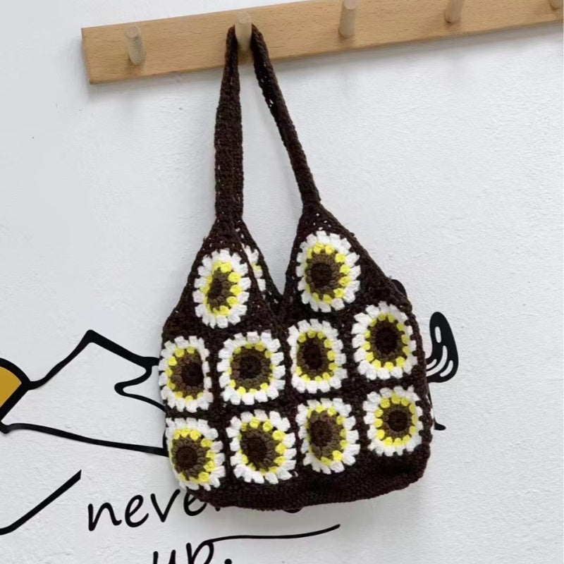 Crochet Granny Square Bag Sunflower Handbag