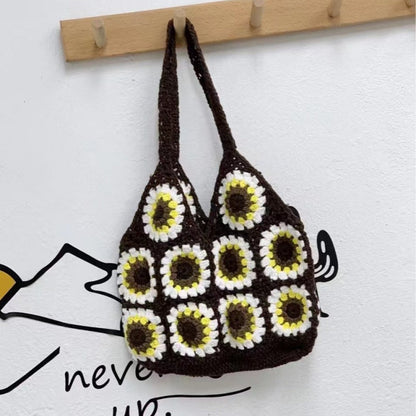Crochet Granny Square Bag Sunflower Handbag