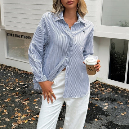 Striped Collar Long Sleeve Shirt