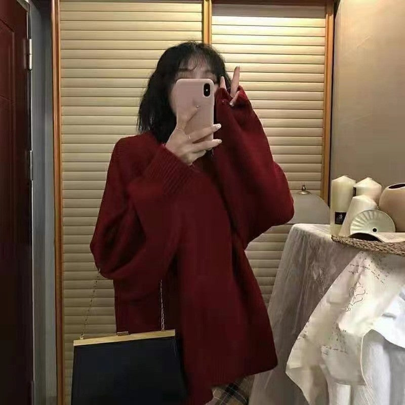 Women's Double Zipper Knit Cardigan Loose Fit Casual Sweater
