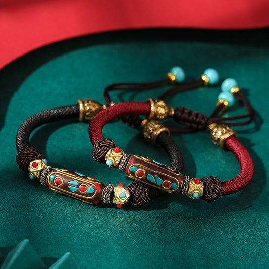 Dragon Knot Hand Woven Bracelet Bohemian Women'S Vintage Brass Ethnic Hand Rope Bracelet