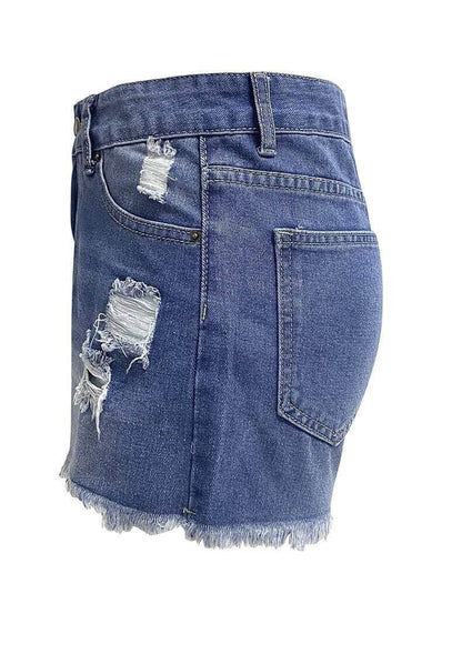 High Waist Washed Demin Shorts