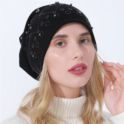 Double Layer Cotton Drill Beaded Cap