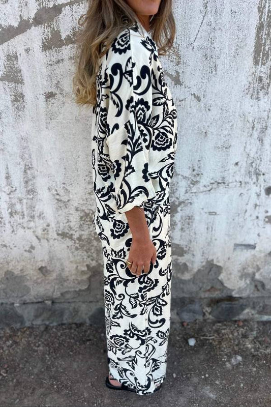 Printed two-piece shirt and trousers set