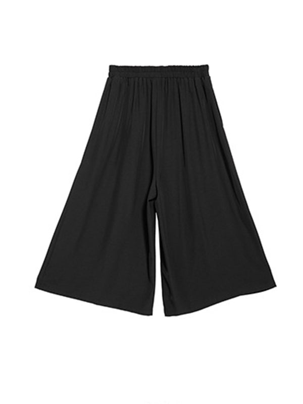 False Two High Waisted Solid Color Casual Pants Bottoms Culotte