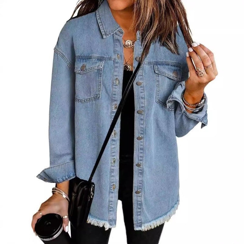 Solid Color Denim Shirt