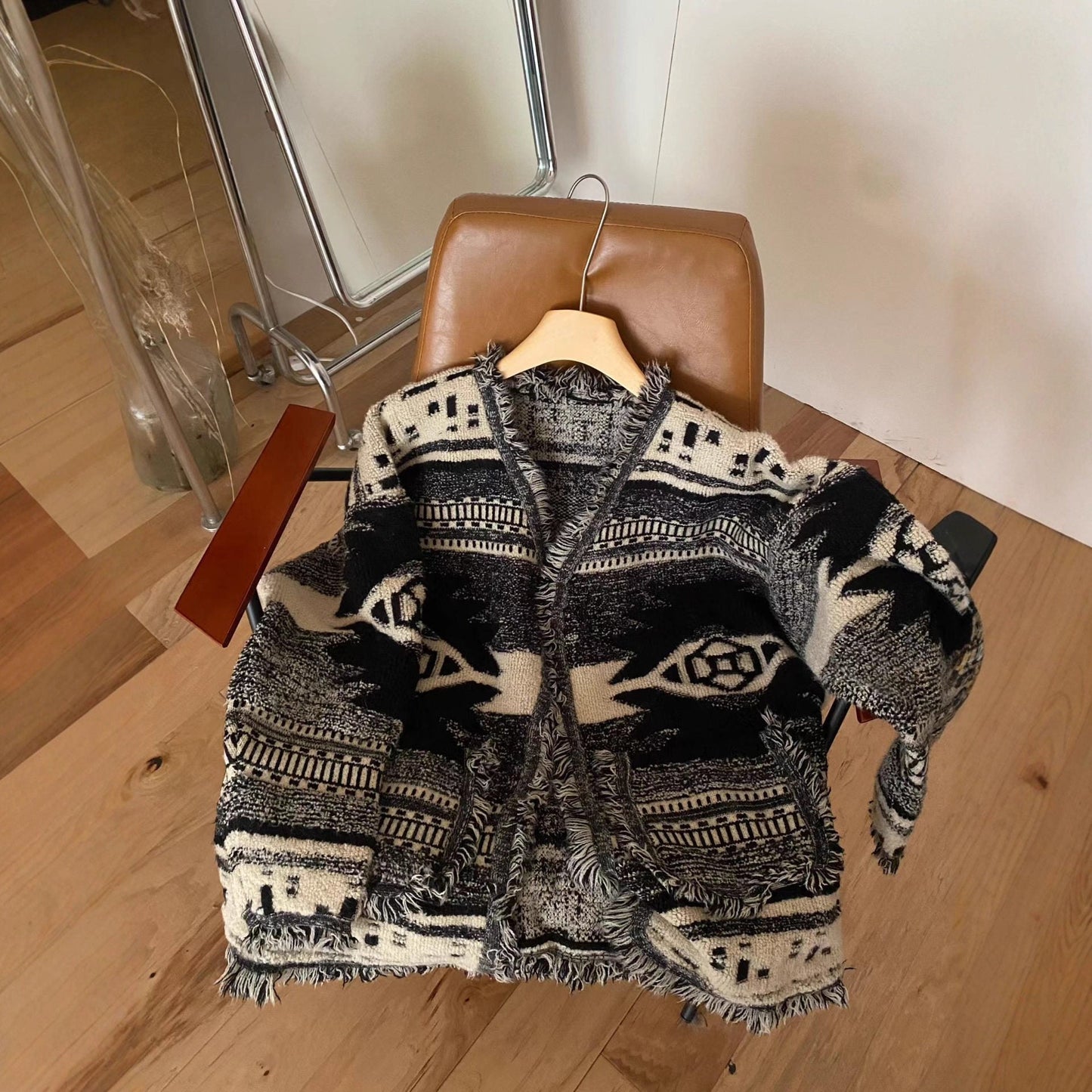 Heavy Knit Fringe Sweater Coat Women Winter Loose Sleeve Cardigan