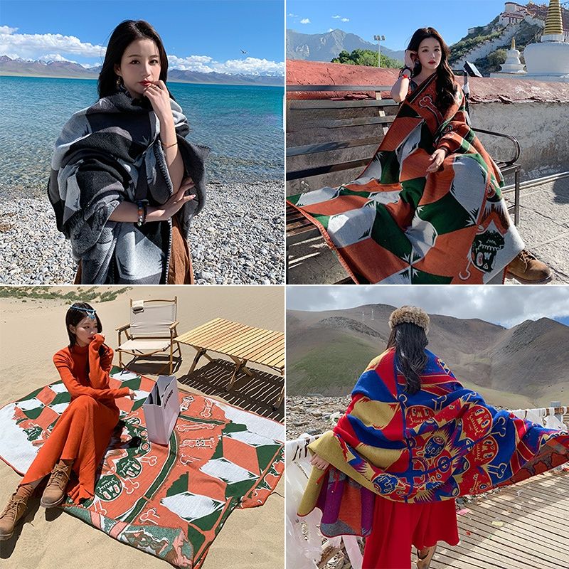 Ethnic Style Shawl Blanket Warm Cloak Cloak Tibetan Scarf