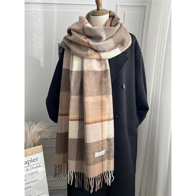 Fringed Plaid Shawl Scarf