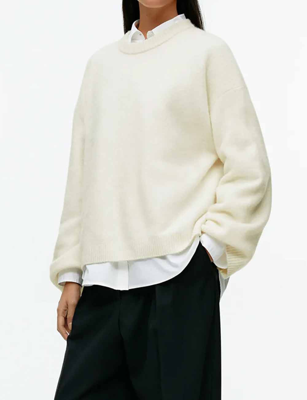 Solid Color Crew Neck Thickened Knit Sweater