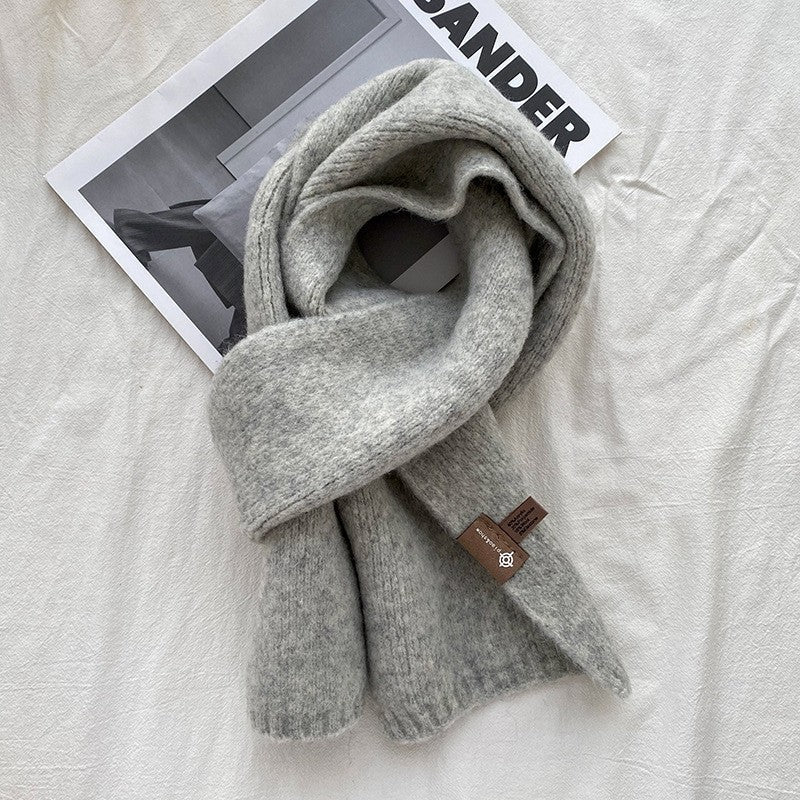 Solid Color Knitted Woolen Scarf