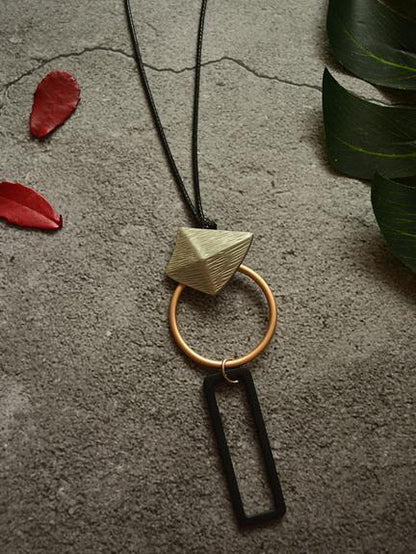 Simple Versatile Geometric Circle Square Long Necklace Chain Sweater Chain