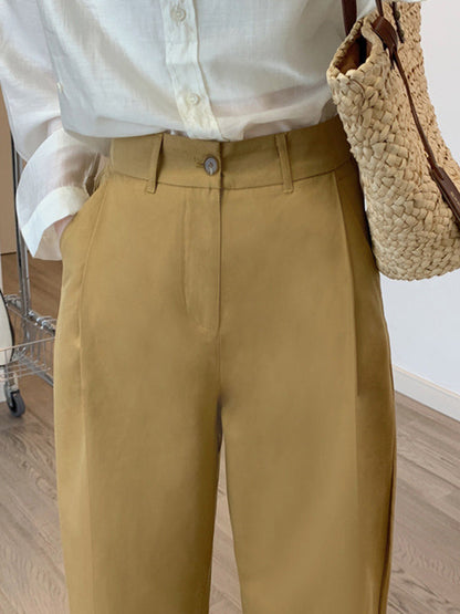High Waisted Loose Solid Color Casual Pants Bottoms