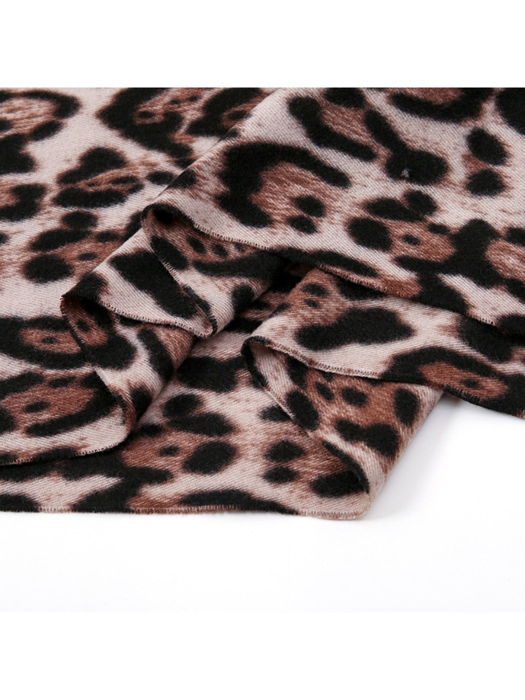 Sscarvii - Leopard Print Tassel Winter Scarf