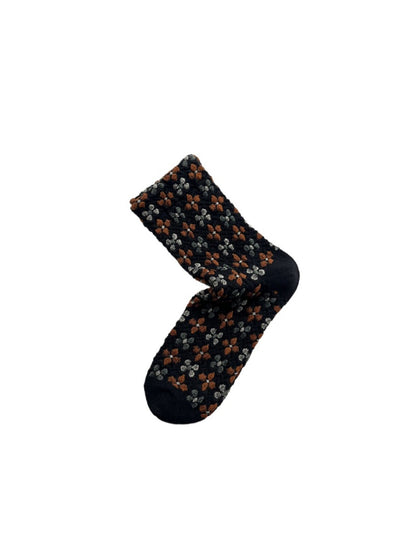 Rufia - Floral Embossed Retro Style Socks