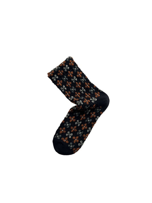Rufia - Floral Embossed Retro Style Socks