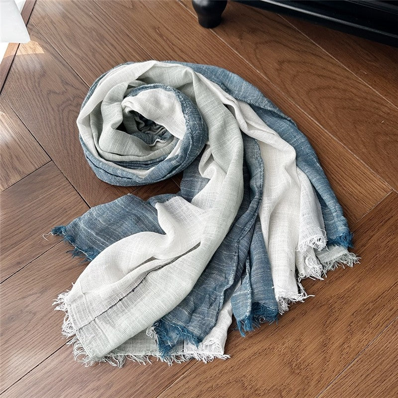 Casual Striped Fringed Thin Scarf