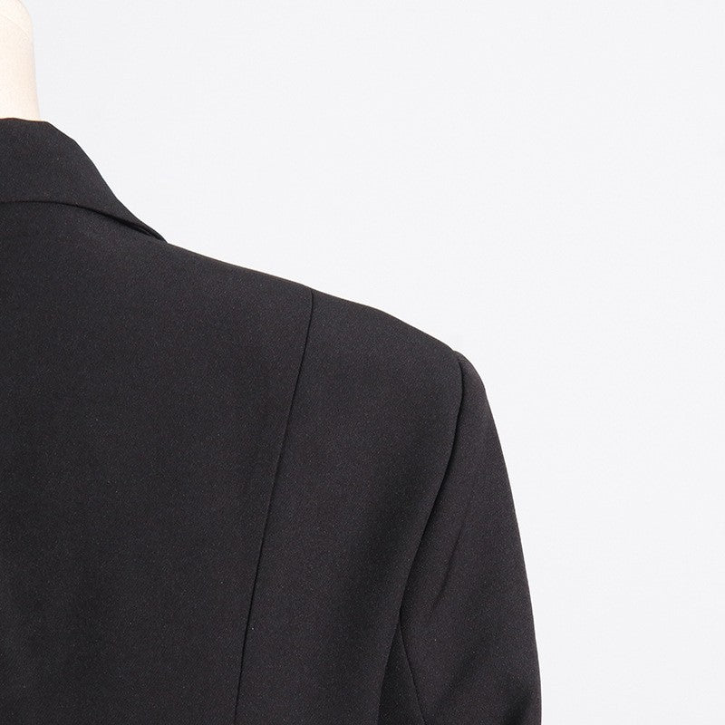 Solid Color Long Sleeve Lapel Irregular Collar Blazer Outerwear