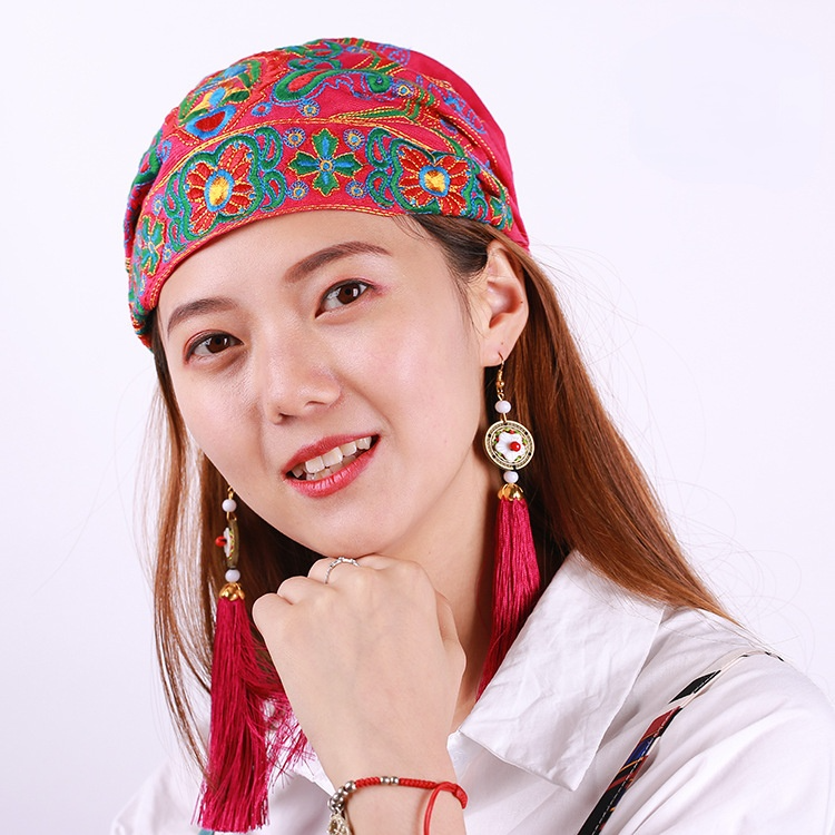 Tibetan Ethnic Embroidered Headscarf Hat Leisure Retro Embroidered Hat