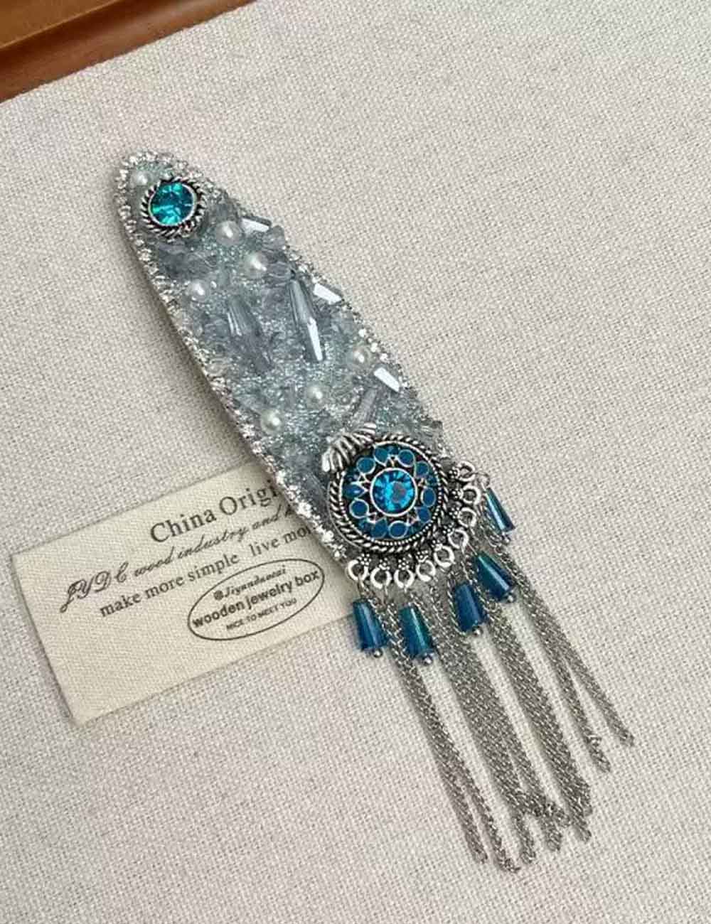 Elegant Crystal Pearl Rhinestone Tassel Hair Clip