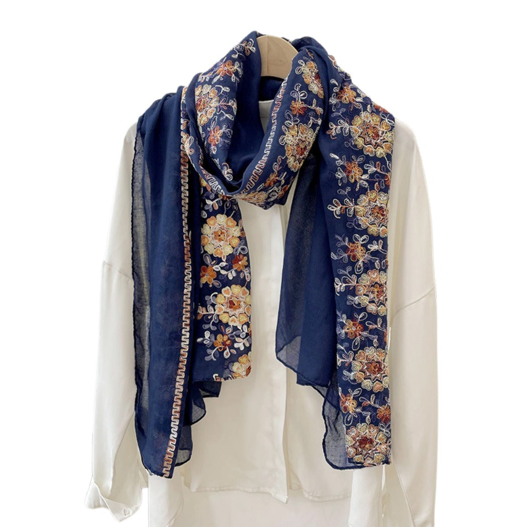 Scarvii - Boho Embroidered Floral Scarf - Soft &amp; Charm