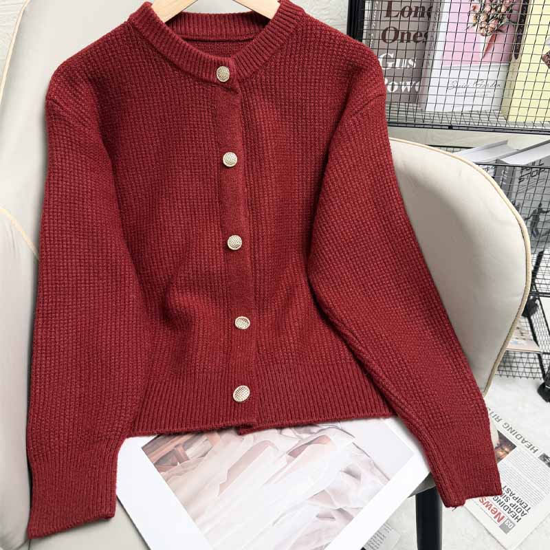 Elegant Knit Solid Color Button Down Cardigan