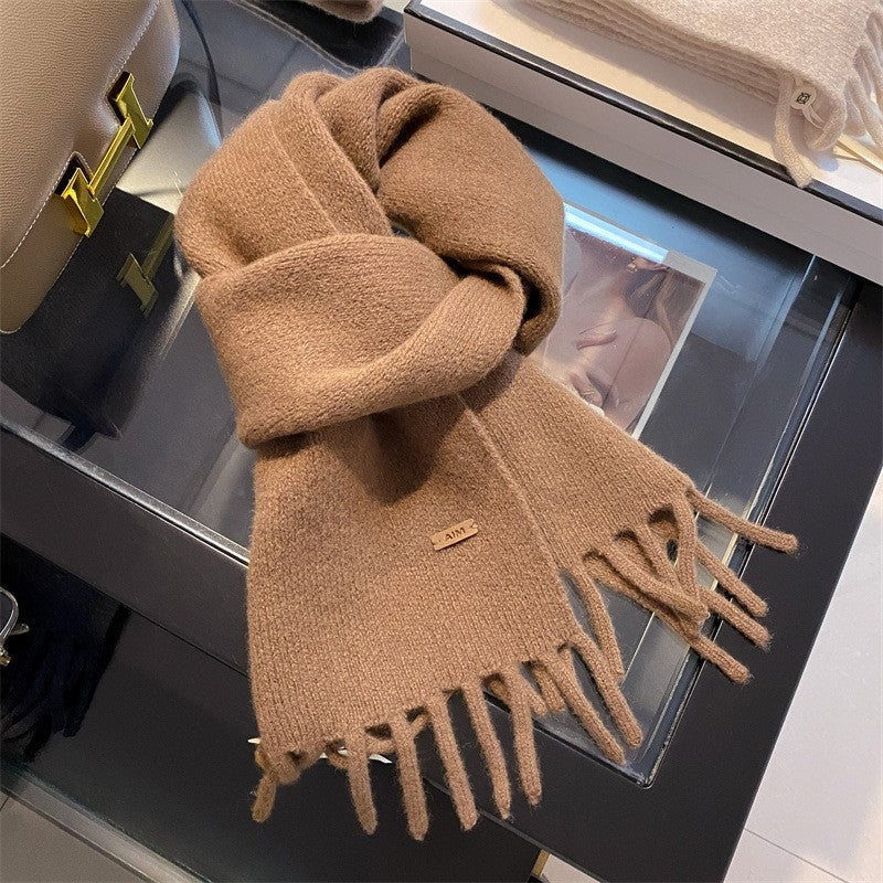 Solid Color Wool Warm Short Scarf