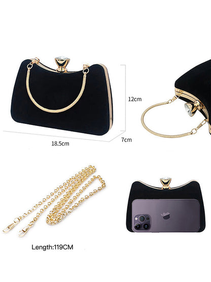 Chains Contrast Color Rhinestone Split-Joint Evening Handbags