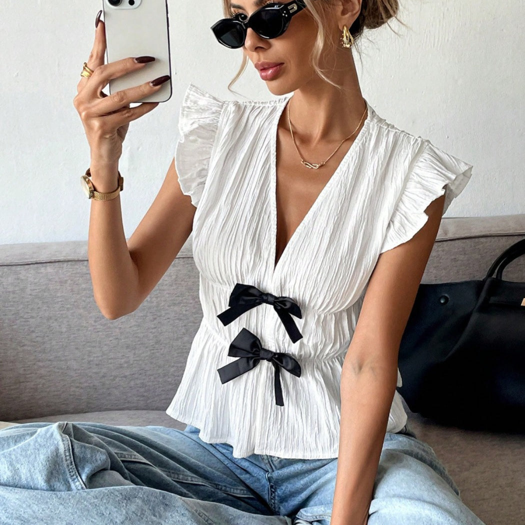 Crosa - Resort Bow Shirt - Vacation Chic