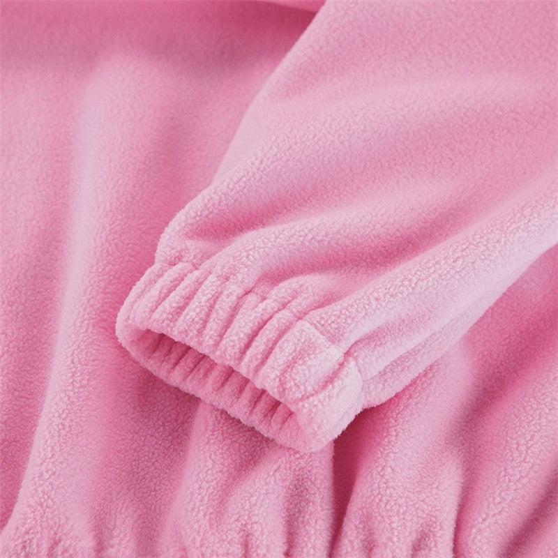 Cozy Oversized Fleece Pullover With Lapel Collar