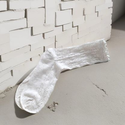 Rufia - Solid Color Picot-Edge Ankle Socks