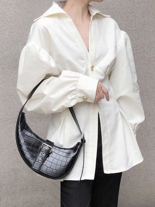 Wrap Solid Color V-Neck Blouses&Shirts Tops