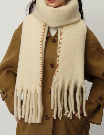 Warm Plush Thick Cashmere Fringe Winter Scarf