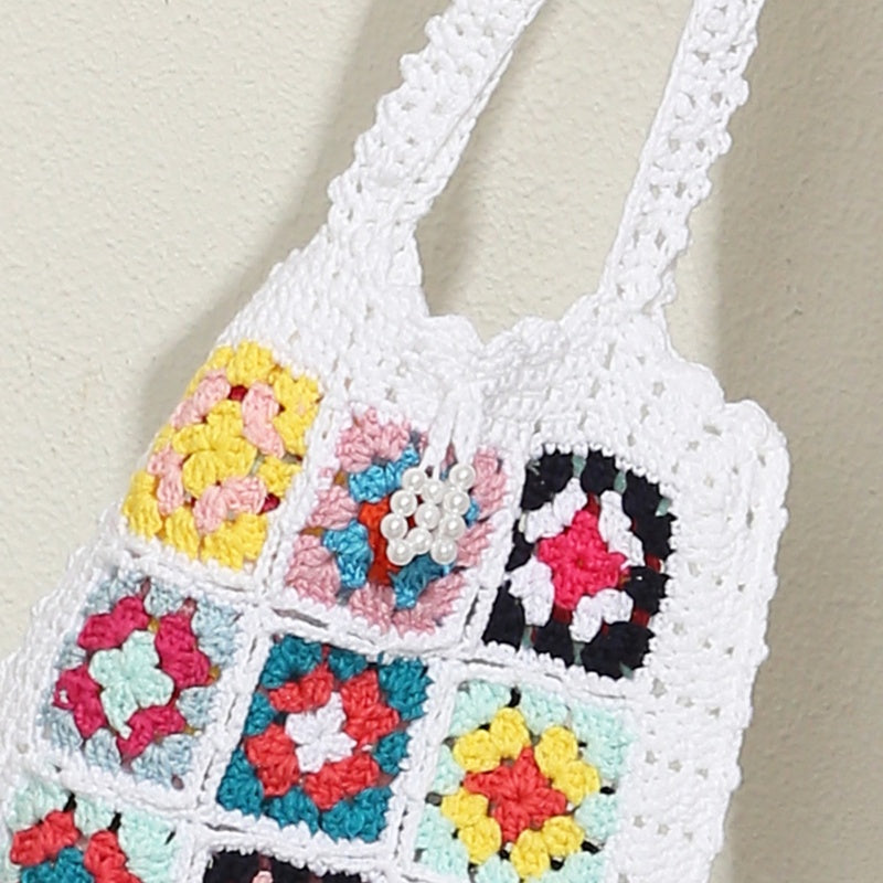 Crochet Granny Square Bag Fower Tote Bag
