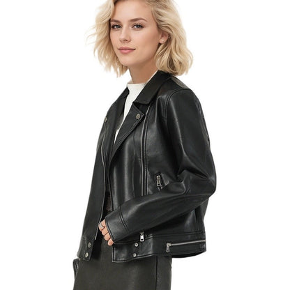 Short Lapel Leather Jacket