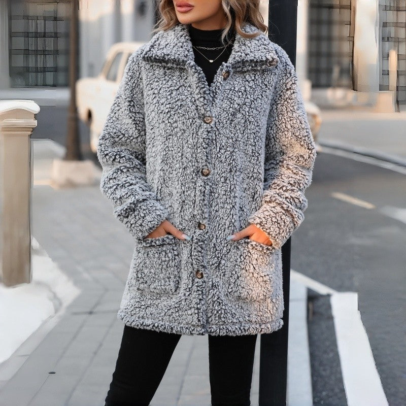 Relaxed Lapel Button Front Long Cardigan Coat