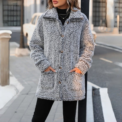 Relaxed Lapel Button Front Long Cardigan Coat