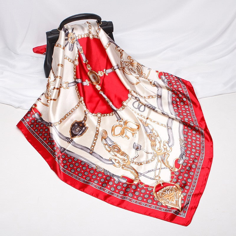 Vintage Elegant Geometric Pattern Silk Scarf