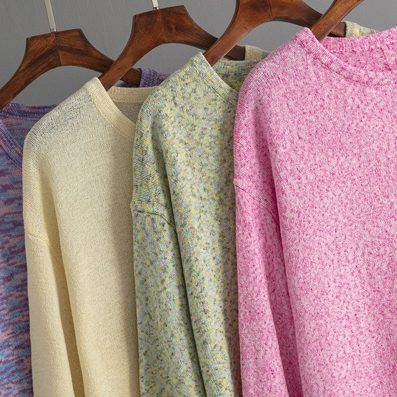 Round Neck Solid Color Loose Pullover Sweater