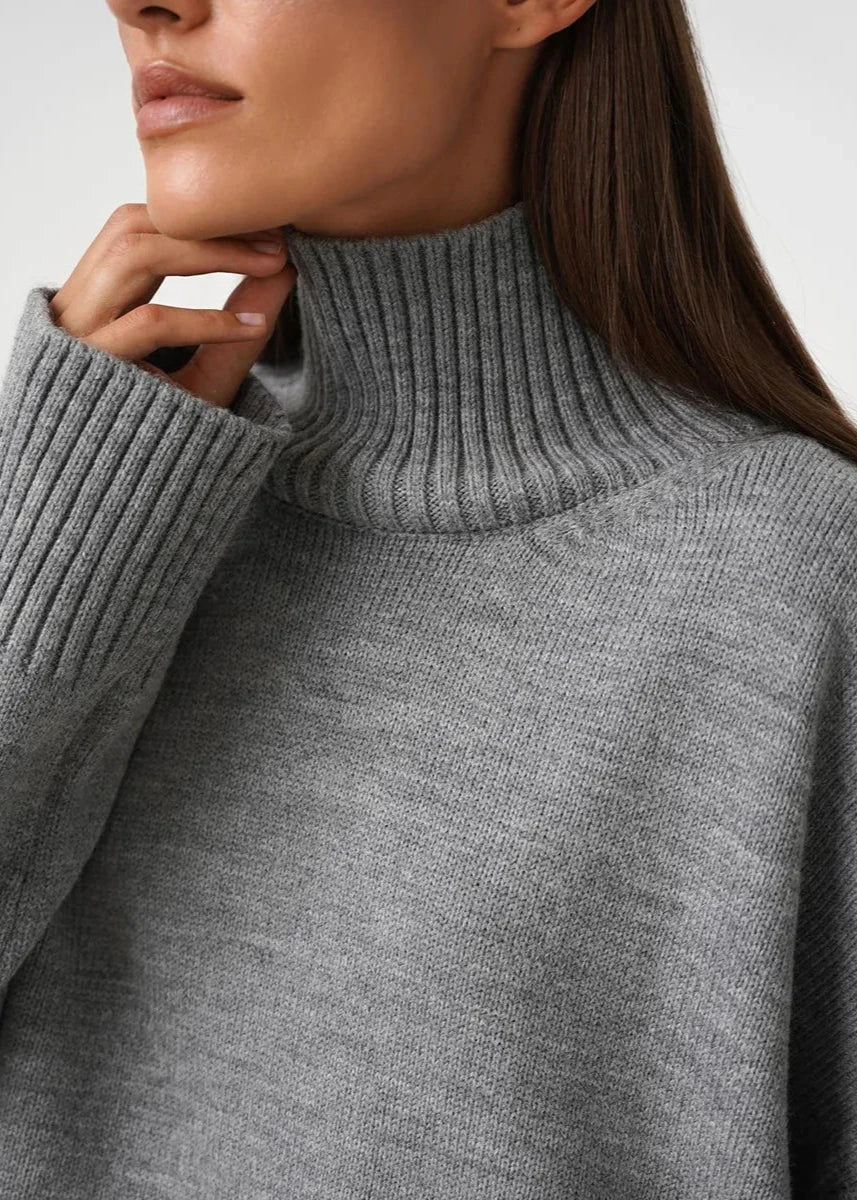 Loose Fit Cotton Knit Turtleneck Sweater