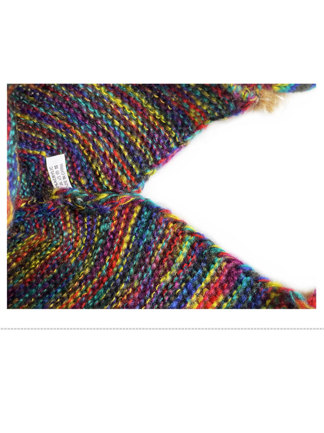 Haila - Retro Colorful Knitted Beanie with Chin Ties