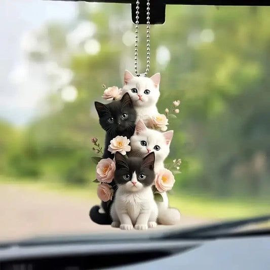 Cute Black White Acrylic Car Hanging Ornament