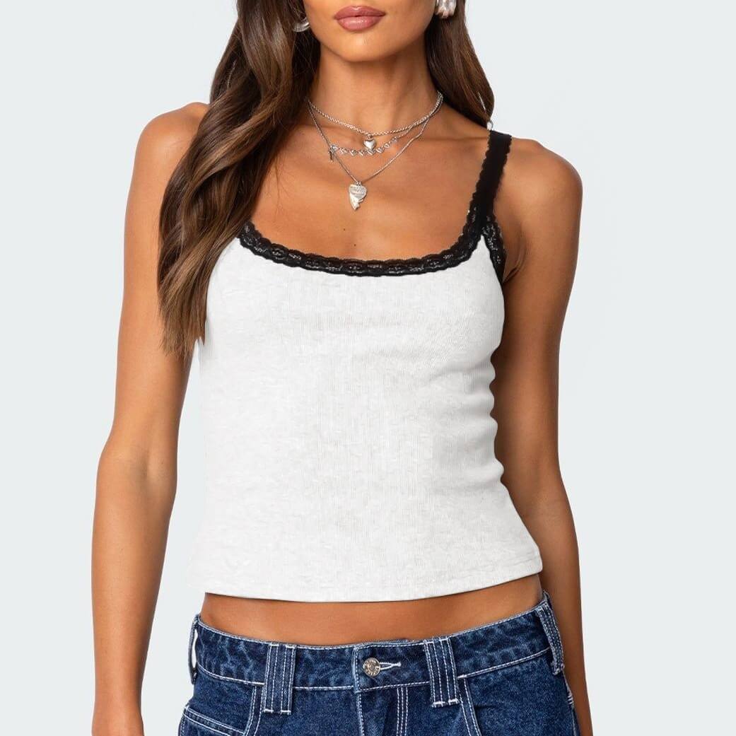 Lace Color Block Sexy Spaghetti Camis