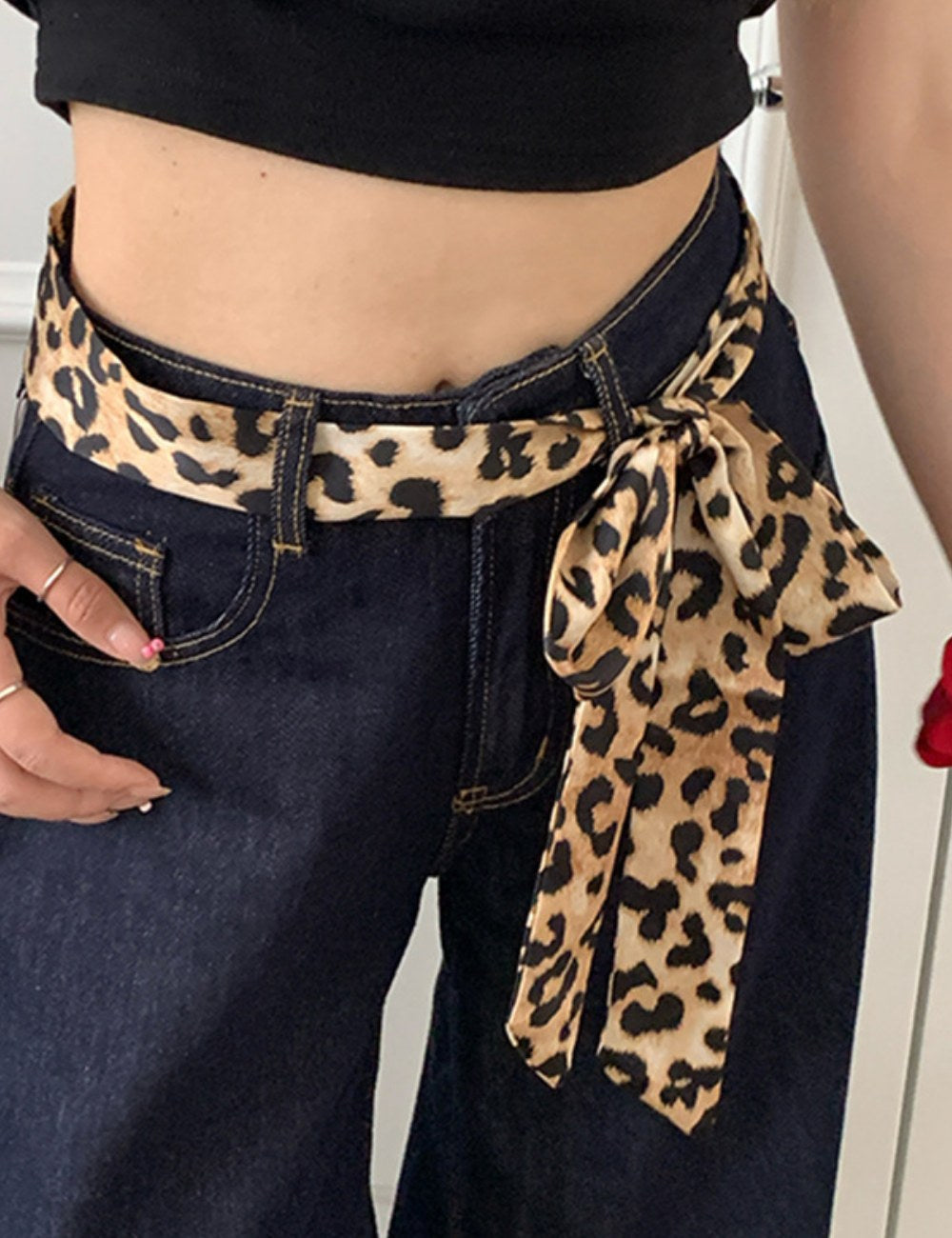 Vintage Leopard Print Waist Belt Silk Scarf