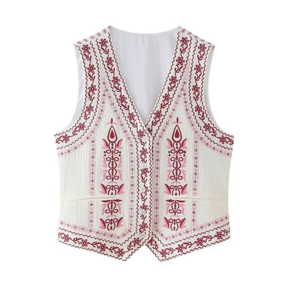 Crosa - Embroidered V-Neck Top – Classic &amp; Versatile
