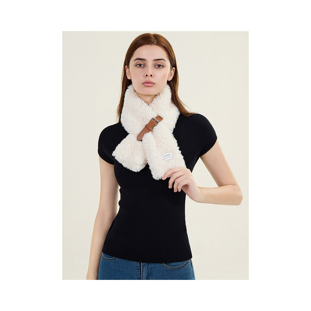 Urban Solid PU Buckle Design Keep Warm Shawl&Scarf