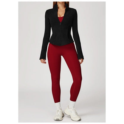 Solid Color Slim Fit Fleece Jacket