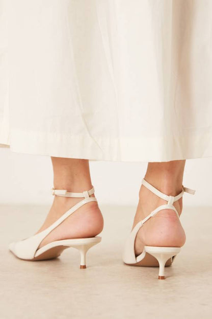 White Pointed-Toe Stiletto Sandals